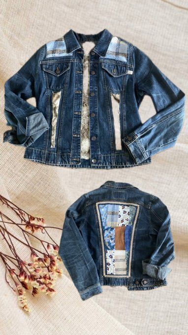 Veste Jean Patchwork fourrée T.38
